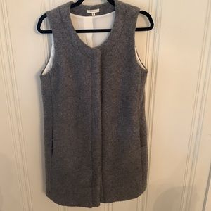 COPY - XS snap down wool double pockets long vest super warm
